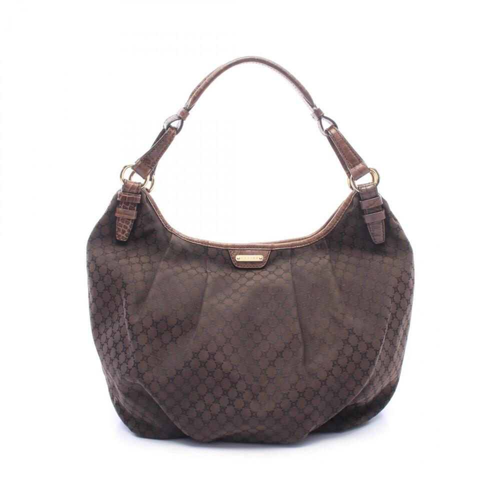Celine Macadam Shoulder Bag/Handbag, Canvas and Leather, Women's, Brown